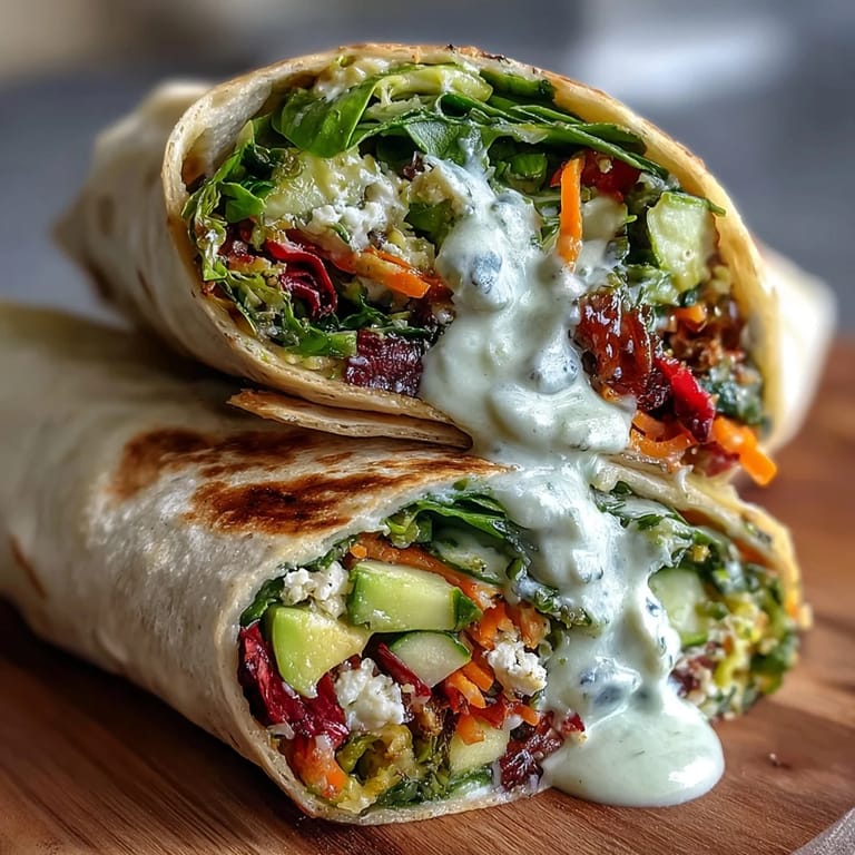 Fresh flour tortillas rolled with crunchy vegetables, avocado slices, and tangy lemon aioli—delicious picnic wraps for any occasion.
