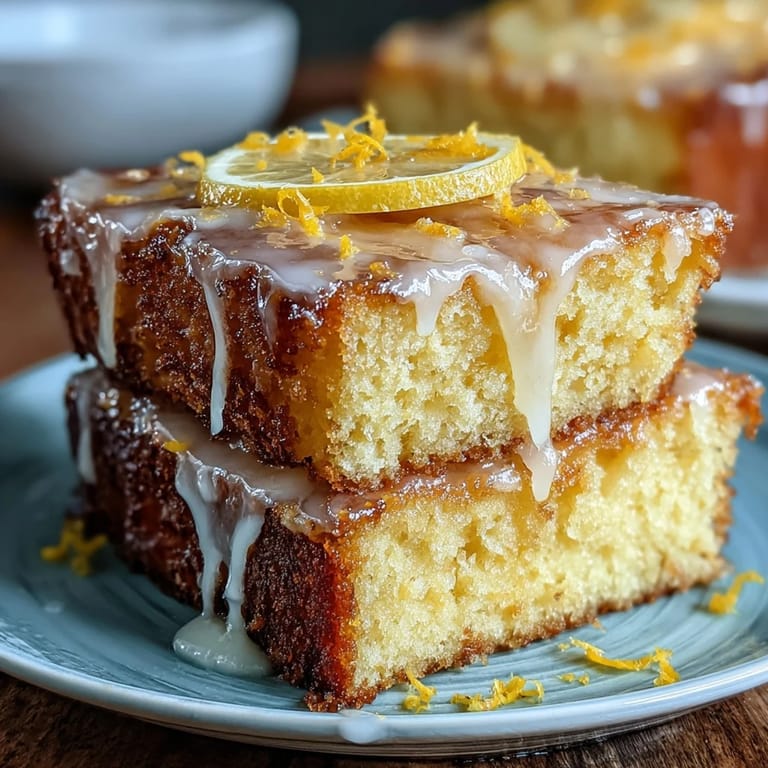 Slices of Limoncello pound cake drizzled with bright lemon glaze, perfect for dessert or afternoon tea gatherings.