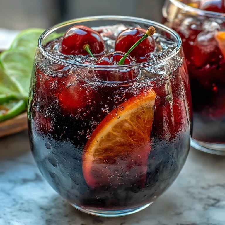 Colorful sherbet and soda punch bowl with fresh fruit slices and cherries, perfect for celebrating graduation with a sweet, fizzy drink.