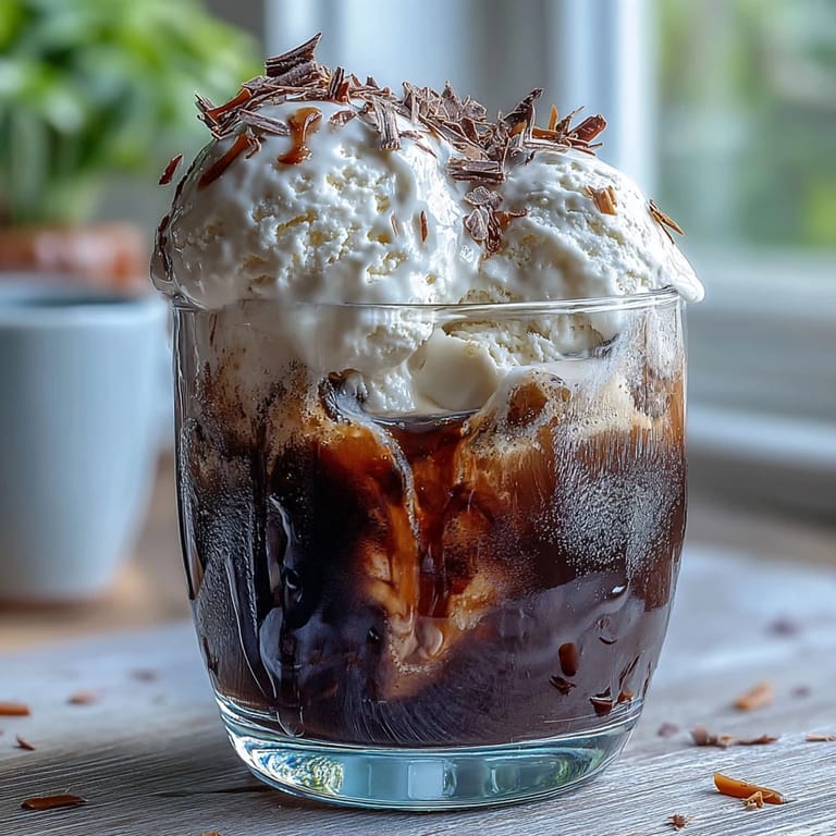 Frothy coconut cold brew coffee topped with sweet vanilla bean ice cream.