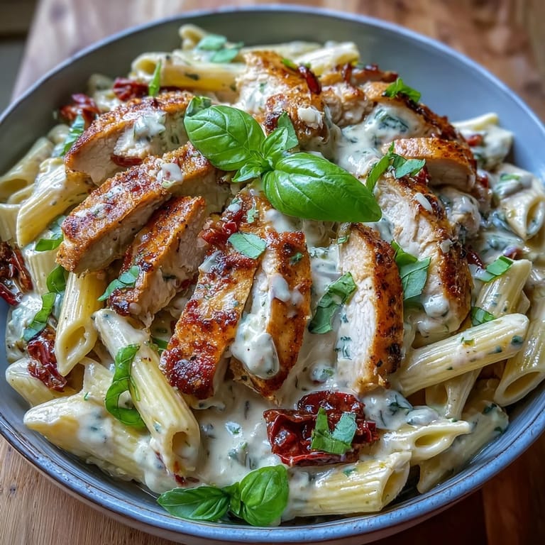 Savor this Marry Me Chicken Pasta, garnished with fresh basil, a delightful meal.