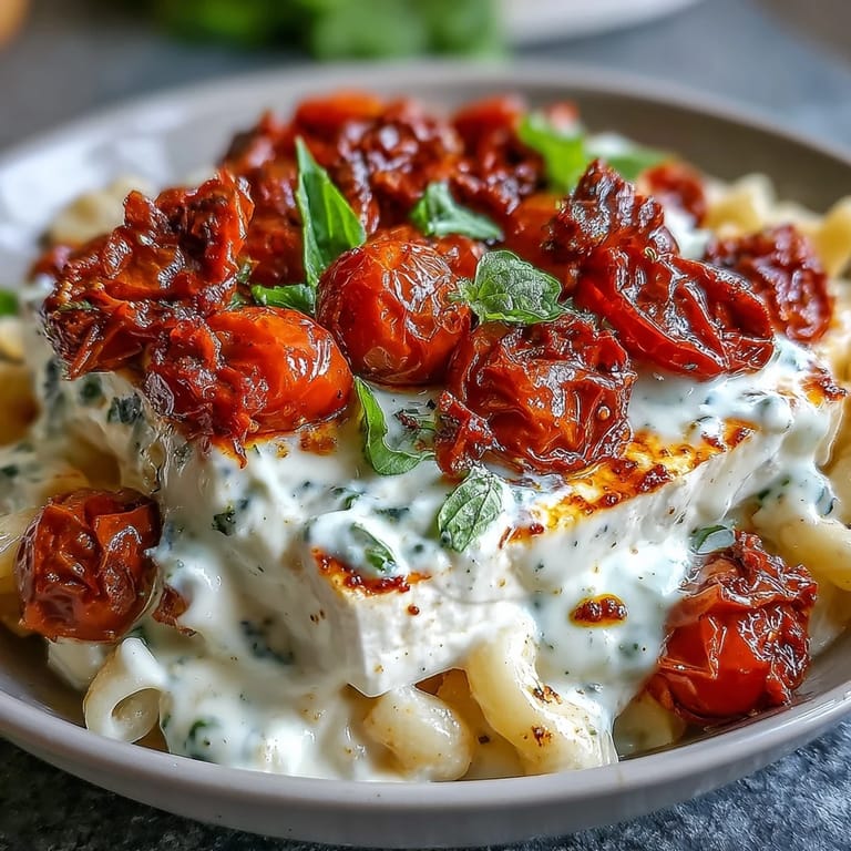 Viral baked feta pasta, a quick and easy meal with a rich, tangy sauce.