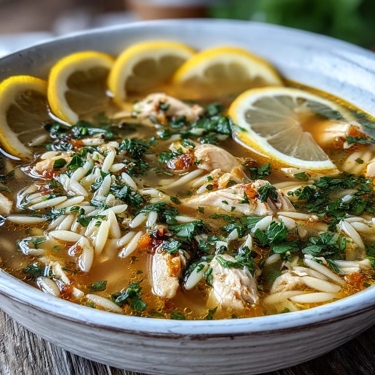 Homemade Lemon Chicken Orzo Soup, a comforting bowl with vibrant citrus notes.