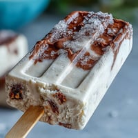 Creamy vanilla bean frappuccino fudge pops with rich chocolate swirl, perfect for a cool summer treat.  