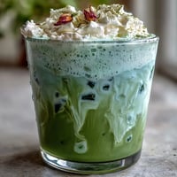 Mother's Day Iced Matcha Latte with Vanilla Cold Foam, creamy and layered.